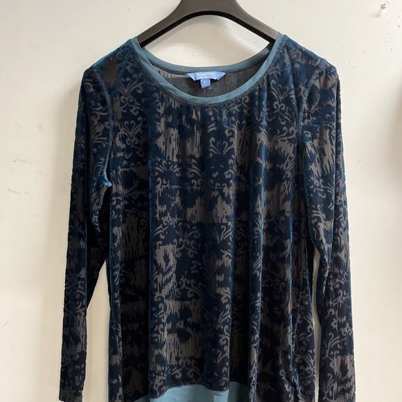 Simply Vera Wang Top Womens XL Dark Burnout Velvet Long‎ Tunic Fairy Whimsigoth - Picture 3 of 9